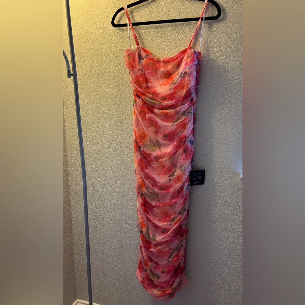 Lulu's Pink Floral Dress - Picture 2 of 3